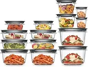 [Rubbermaid] 28-Piece Clear/Grey Food Storage Containers, Premium Snap Bases, and Various Size Lids, Perfect for Meal Prep, Leftovers, and Dishwasher Safe