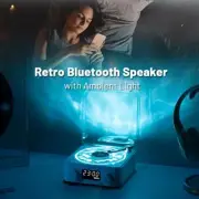 Retro Turntable Speaker Bluetooth 5.0 Vinyl Player | Stereo Sound + RGB Lamp