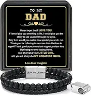 [LUXEJEW] Layered Leather Beads Bracelets for Men，Braided Leather Tiger Eye Lava Rock Stone Bracelets for Men with Stainless Steel Magnetic Clasp Mens Leather Beaded Bracelets Jewelry Anxiety Stress Relief Gift