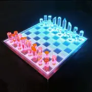 NEW! OnDisplay Deluxe Acrylic Fire & Ice LED Light Glow Chess Set - Luxury Game