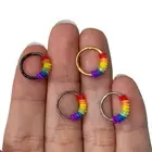 Septum Clicker Hoop Ring 16G with Pride Rainbow Removable Orings Nose Ear Nipple