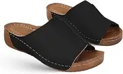 [Lausiuoe] Womens Sandals Comfortable Dressy Wedge Heel Orthotic Flips Flops Arch Support Walking Orthopedic Slippers Slides