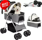 3-in-1 Pet Stroller Dog Cat Pram – Waterproof, One-Step Foldable Design