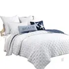 Jenny Mclean Swiss Dots Reversible Bedspread Comforter Coverlet Blue White Queen