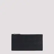 [Bottega Veneta] Bottega Veneta-Black Leather Zipped Intreccio 1.5 Cardcase-Uomo OS OS
