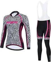 [GRTE] Women's Cycling Jerseys Set, Spring Autumn Cycling Suits Long Sleeve Top + Bib Tights Pants with Seat Padding MTB Bike Clothing