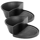 NNEAGS 2X 2 in 1 Cast Iron Ribbed Fry Pan Skillet Griddle BBQ and Steamboat Hot