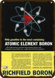 1966 RICHFIELD Boron Atomic Element Gas Vintg-Look DECORATIVE REPLICA METAL SIGN