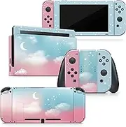 Tacky Design Clouds Skin for Nintendo Switch Skin - Premium Vinyl 3M Pastel Starry Sky Nintendo Switch Stickers Set - Switch Skin for Console, Dock, Joy Con - Decal Full Wrap