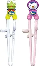 Edison Training Chopsticks Helper for Kids, Children, Beginners | Learning Chopsticks (2 Pairs) - Penguin & Dinosaur - Crong/Petty