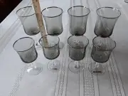 Noritake RB Smoke Crystal Wine Glasses Set of 4-7" Set of 4-5 1/2" Platinum Trim