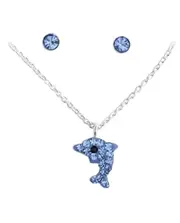 Sterling Silver Kids Dolphin Pendant Necklace Jewellery Set