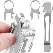 [Samorillo] [2-Pack] 2 Quick Release Pocket Clips + 2 Lanyard Rings Compatible With Leatherman Wave & Charge MultiTools - Stainless Steel Deep Carry Pocket Clip Won't Bend or Snap - Install or Replace In Seconds