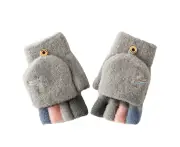 Winter Gloves Fingerless Convertible Mittens Thermal Polar Fleece Insulated Lining Windproof Warm For Men Women Black,Grey