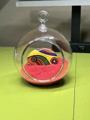 Hand Painted Stone Fish Bowl Aquarium Scene Home Garden Decor Inside Outside