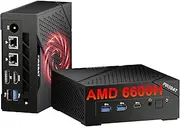FIREBAT Mini PC AMD Ryzen 6600H (6C/12T, Up to 4.5GHz), Full Function USB-C, AMD Radeon 660M Graphics, DP2.0 (4K@160Hz), HDMI 2.1, MU-MIMO WiFi6 BT5.2, USB3.2, 16GB DDR5 RAM 4800MHz 512GB PCIe SSD