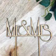 CLEARANCE! 1 ONLY TIMBER Wedding Cake Topper Mr & Mrs Wedding Cake Engagement