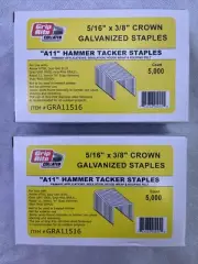 2 Grip-Rite A11 Hammer Tacker Staples GRA11516 5/16 x 3X8 Crown Galv 5000ct