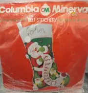 Vintage Columbia Minerva New 1984 Felt Sequin Stitchery Santas Naughty or Nice