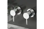 Cefito Basin Twin Tap Wall Round Brass Faucet Shower Bathtub Chrome