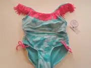 Girls Bikini 2pc Justice Set Nwt Size 10 With Neon Pink Fringe