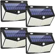 DISGIAN Solar Lights Outdoor, 208 LED Solar Motion Sensor Light with 3 Modes &270° Wide Angle,IP65 Waterproof, Solar Security Lights for Garden Pathway Porch Garage(4 Pack)