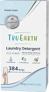 Tru Earth Platinum Eco-friendly, Biodegradeable, Zero Waste, Cruelty-Free Laundry Detergent Sheets/Eco-Strips for Sensitive Skin, 384 Count (Up to 768 Loads), Fresh Linen Scent