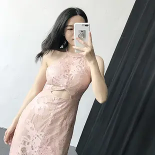 韓國訂單性感蕾絲鏤空削肩洋裝