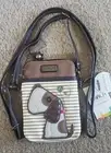 NWT Chala Beagle 827 Brown Stripe Cellphone Pouch/Purse/Xbody 7.5x5" Both Straps