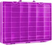 Toy Storage Box Storage Bin 48 Grids Multipurpose Save Space Transparent Storage Container Toy Organizer for Building Blocks, Purple