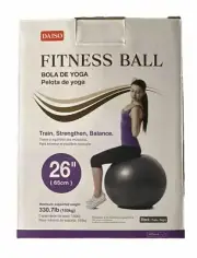 Daiso Yoga Fitness Ball 26”(65cm) Max 330lb /arm/thigh/AB Exercise-Black