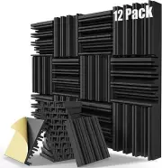 Sound Proofing Padding,Self-Adhesive SoundProof Foam Panels,12"X12"X 2", 12-Pack