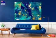 Abstract Art Blue & Gold Mix Wall Canvas Home Decor Australian Made Quality