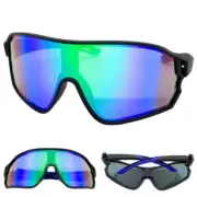 OVERSIZED SPORTS WRAP AROUND Biker Cycling Shield SUN GLASSES Sleek Black Frame