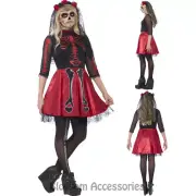 CK799 Day Of Dead Teen Diva Skull Mexican Senorita Halloween Skeleton Costume