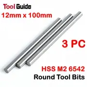 3pc 12mm x 100mm High Speed Steel HSS M2 6542 Round Lathe Tool Bit Milling Mill