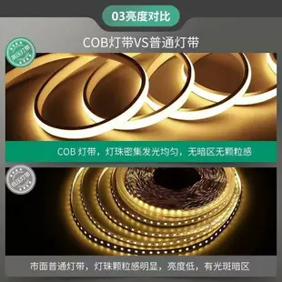 LED燈條 燈帶 cob燈帶超亮家用led燈帶條客廳吊頂氛圍線性燈220v戶外防水軟燈條