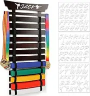 Winartton 8/10/12 Belts Karate Belt Display Rack Hold, Taekwondo Belt Display with Stickers, Martial Arts Belt Display, No Assembly Required, Belt Holder Gift for Kids and Adult
