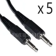 5 Pack Lot 25ft 3.5mm Male to Male Mono Audio Cable Cord 1/8" TS Plug Microphone
