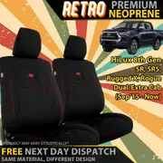 Toyota Hilux 8th Gen Retro Premium Neoprene 2x Front Seat Covers (In Stock)