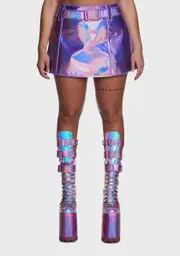 [Club Exx] Plus Lilac Dream Crusher Holographic Skirt