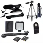50" TRIPOD + MICROPHONE LED LIGHT SYSTEM FOR NIKON D3100 D3300 D5100 D5600
