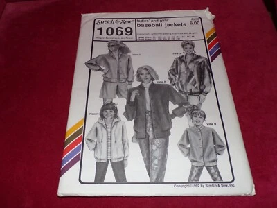 STRETCH & SEW #1069 - LADIES & GIRLS BASEBALL JACKETS PATTERN ALL SIZES FF