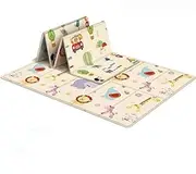 Baby Foldable Play Mat Extra Large Foam Crawl Mat, Reversible Waterproof Nursery Game mat,Portable Baby Play Mat,Tummy Time Folding Reversible Baby Mats for Playing or Crawling,Toddlers Waterproof Non-Slip Picnic Outdoor Playroom(70x 39x0.4 In)