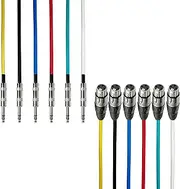 AxcessAbles XLR Female to 1/4" TRS Balanced 6ft Speaker Color Cable Pack | Balanced Speaker, Microphone Snake Cords (6ft - 6 Pack)