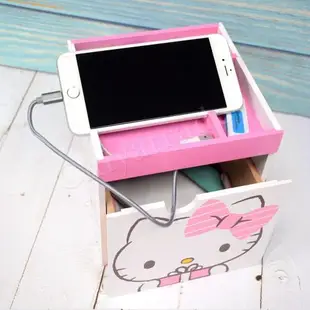 Hello Kitty 凱蒂貓 多功能手機架收納單抽盒 置物盒 桌上收納 文具收納(正版授權台灣製)