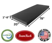 FoamRush 20" x 78" Charcoal High Density Upholstery Foam Cushion Medium Firm USA