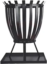 Outdoor Fire Basket Fire Pit, Cast Iron Garden Brazier with Ash Tray, Terrace Heater Log Charcoal Burner Stove, Barbecue Grill for Bonfire Party