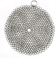 316 Premium Stainless Steel Chainmail Scrubber for Cast Iron Pans, Dutch Ovens, Waffle Iron, Grill - HOVhomeDEVP (7 Inch)