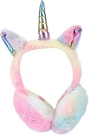 [Ipetboom] 1Pc Plush Unicorn Earmuffs Cartoon Winter Ear Warmers for Adults and Soft Ear Covers for Warmth and Comfort